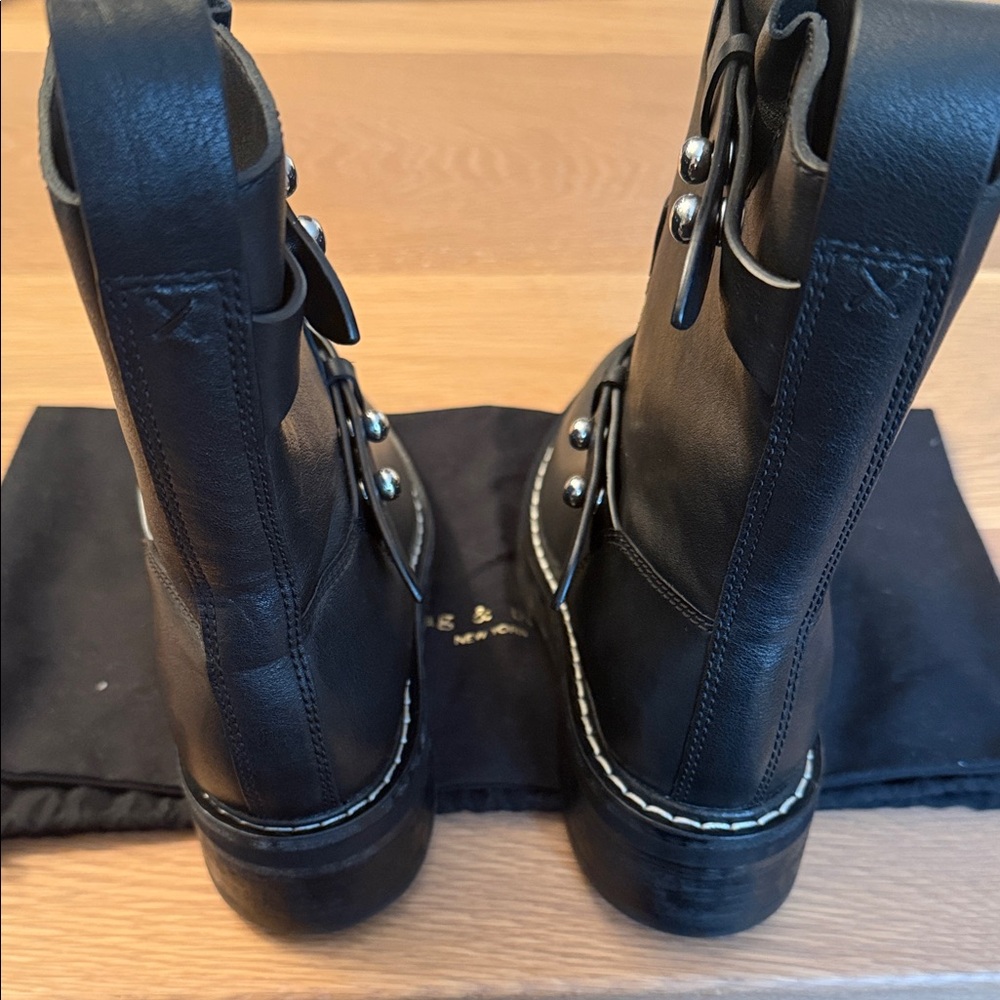Rag & Bone Black Ankle Boots with Strap Detail - Picture 5 of 8